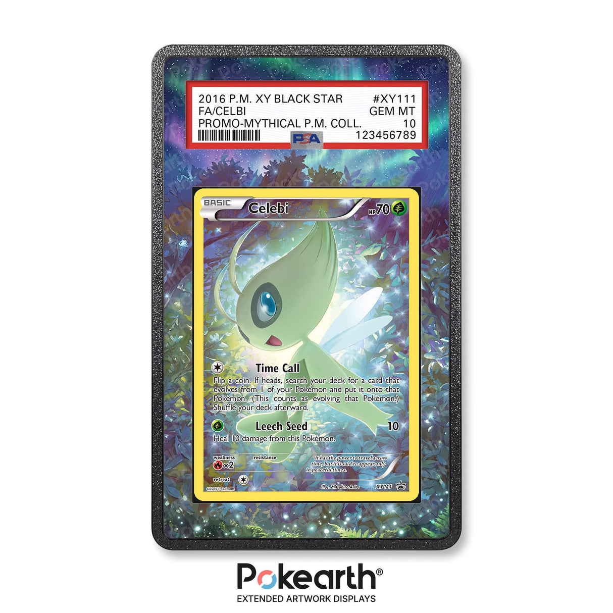 Celebi XY111 - Graded Card Extended Artwork Display Case - Display Case Extended Artwork Pokearth